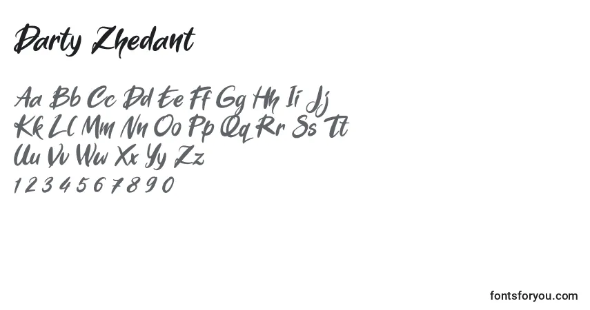 Шрифт Darty Zhedant – алфавит, цифры, специальные символы
