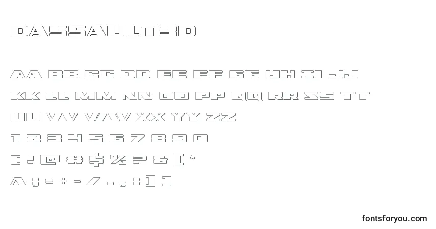 Schriftart Dassault3d (124535) – Alphabet, Zahlen, spezielle Symbole