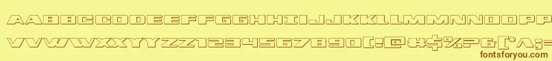 フォントdassault3d – 茶色の文字が黄色の背景にあります。