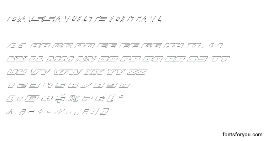 Schriftart Dassault3dital (124536) – Alphabet, Zahlen, spezielle Symbole
