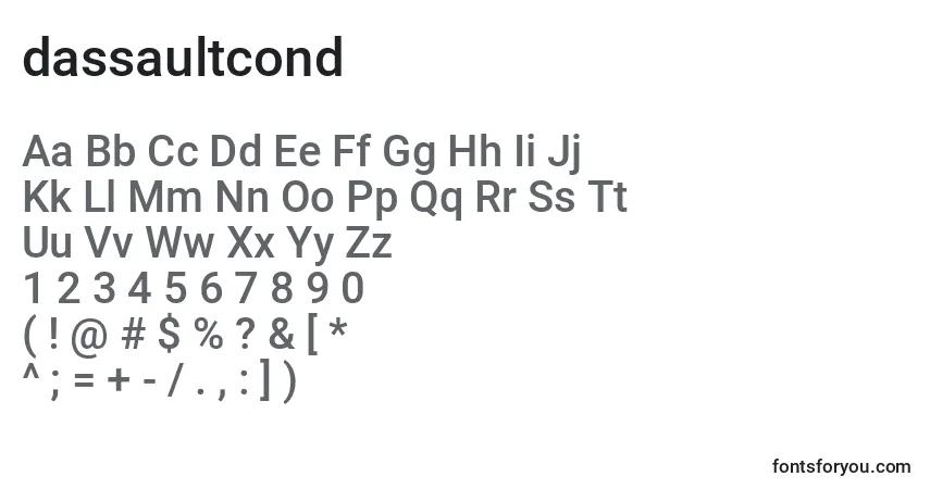 Schriftart Dassaultcond (124539) – Alphabet, Zahlen, spezielle Symbole