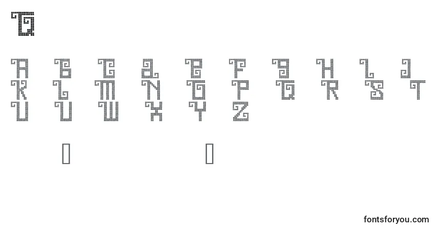 Schriftart Quetd ffy – Alphabet, Zahlen, spezielle Symbole
