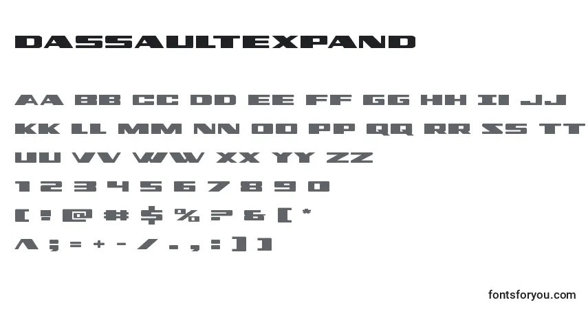 Dassaultexpand (124541)-fontti – aakkoset, numerot, erikoismerkit