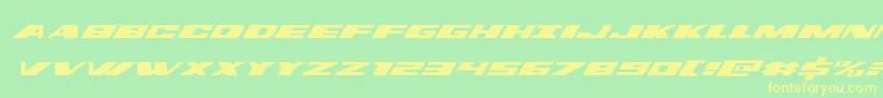フォントdassaultexpandital – 黄色の文字が緑の背景にあります