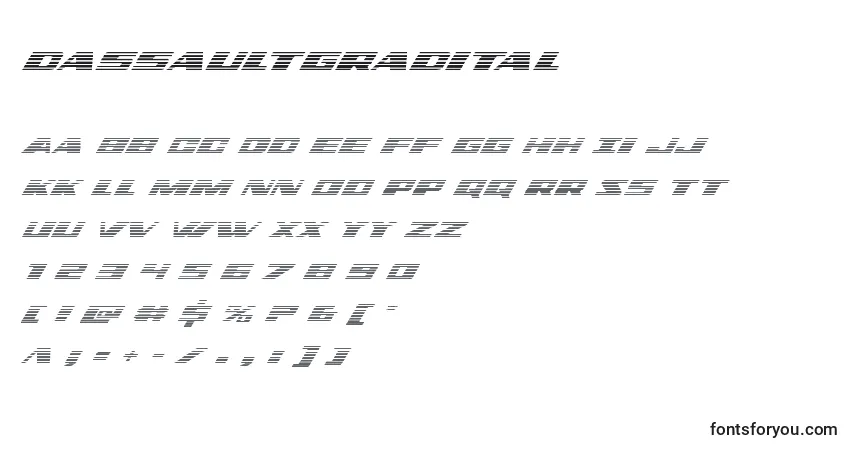 A fonte Dassaultgradital (124544) – alfabeto, números, caracteres especiais