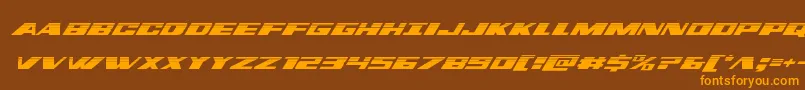 フォントdassaulthalfital – オレンジ色の文字が茶色の背景にあります。