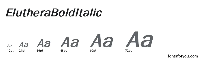 Größen der Schriftart ElutheraBoldItalic