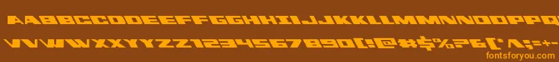 dassaultleft-Schriftart – Orangefarbene Schriften auf braunem Hintergrund