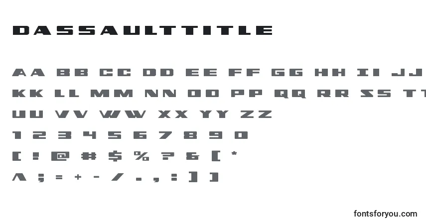 A fonte Dassaulttitle – alfabeto, números, caracteres especiais
