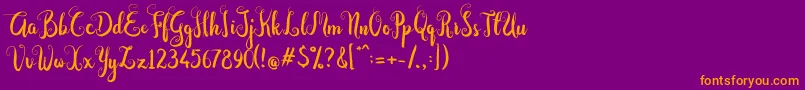 Dastan Script-fontti – oranssit fontit violetilla taustalla