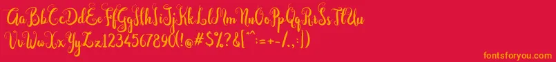 Шрифт Dastan Script – оранжевые шрифты на красном фоне