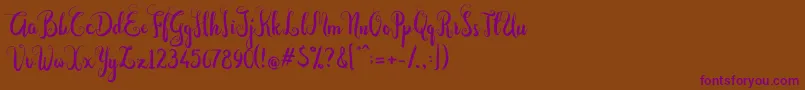 フォントDastan Script – 紫色のフォント、茶色の背景