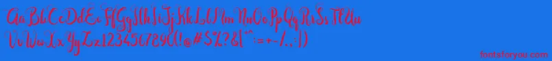 Dastan Script-Schriftart – Rote Schriften auf blauem Hintergrund