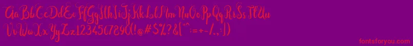 Dastan Script-fontti – punaiset fontit violetilla taustalla
