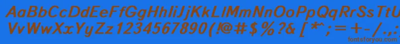 フォントTextboo3 – 茶色の文字が青い背景にあります。