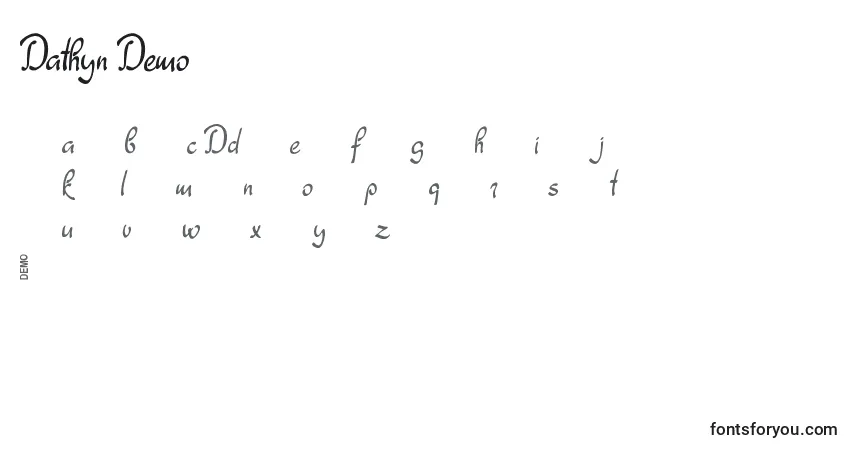 Dathyn Demo-fontti – aakkoset, numerot, erikoismerkit