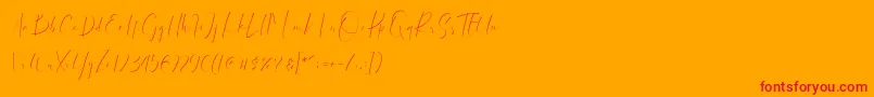 dattebayo-Schriftart – Rote Schriften auf orangefarbenem Hintergrund