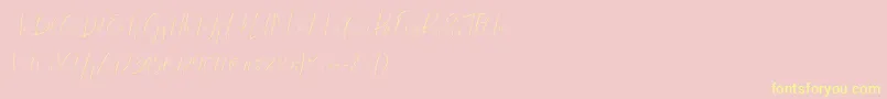 dattebayo-Schriftart – Gelbe Schriften auf rosa Hintergrund