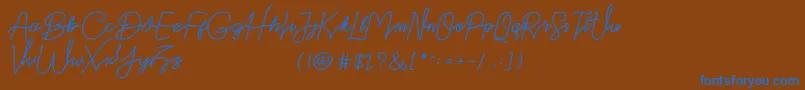 Datten Dafont-Schriftart – Blaue Schriften auf braunem Hintergrund