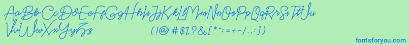 Шрифт Datten Dafont – синие шрифты на зелёном фоне