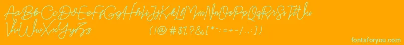 Datten Dafont Font – Green Fonts on Orange Background