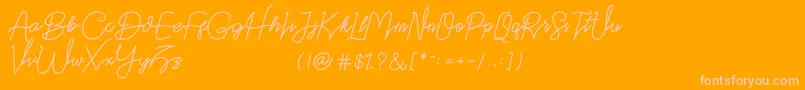 Datten Dafont-Schriftart – Rosa Schriften auf orangefarbenem Hintergrund