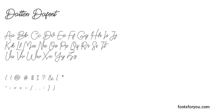 A fonte Datten Dafont (124564) – alfabeto, números, caracteres especiais