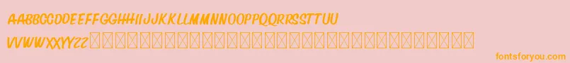 DavidAndSovhieDEMO Sans-Schriftart – Orangefarbene Schriften auf rosa Hintergrund