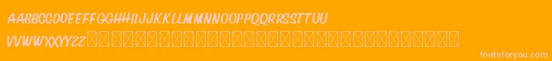 DavidAndSovhieDEMO Sans-Schriftart – Rosa Schriften auf orangefarbenem Hintergrund