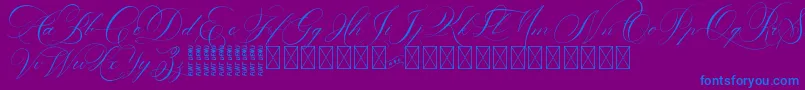 DavidAndSovhieDEMO-Schriftart – Blaue Schriften auf violettem Hintergrund