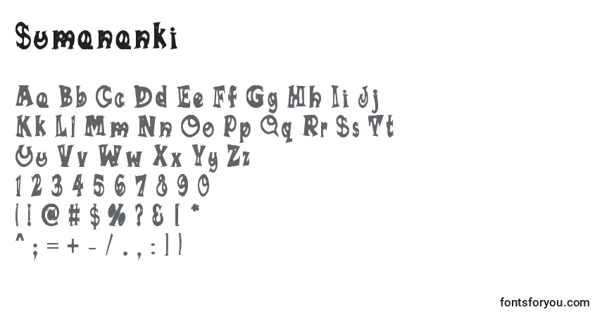 Czcionka Sumananki – alfabet, cyfry, specjalne znaki