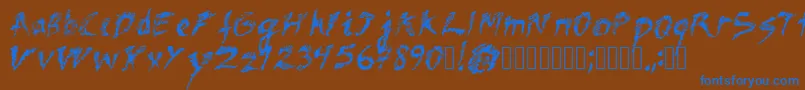 フォントDawn – 茶色の背景に青い文字