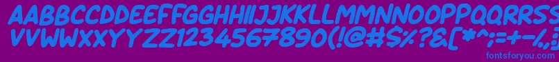 Fonte Daydreamers Italic – fontes azuis em um fundo violeta