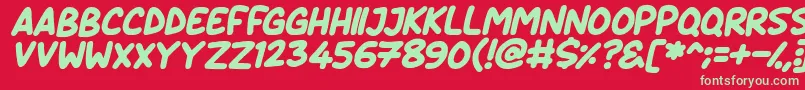 Fonte Daydreamers Italic – fontes verdes em um fundo vermelho