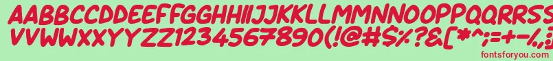 Fonte Daydreamers Italic – fontes vermelhas em um fundo verde