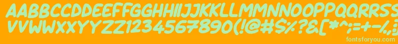 Daydreamers Italic-Schriftart – Grüne Schriften auf orangefarbenem Hintergrund