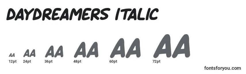 Größen der Schriftart Daydreamers Italic (124575)