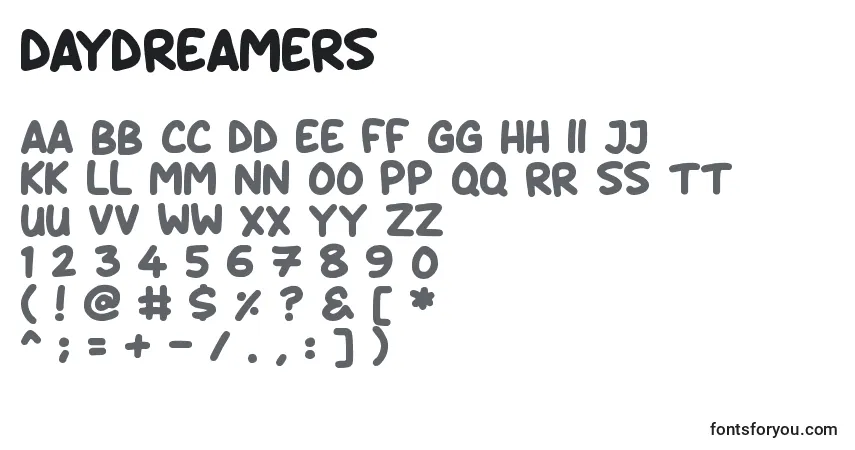 Czcionka Daydreamers – alfabet, cyfry, specjalne znaki