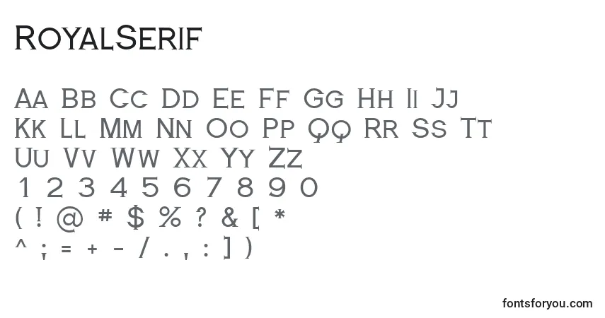 Czcionka RoyalSerif – alfabet, cyfry, specjalne znaki