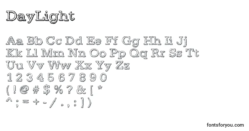Fuente DayLight (124580) - alfabeto, números, caracteres especiales