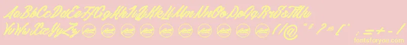 フォントDaylightMoonlight light PersonalUseOnly – 黄色のフォント、ピンクの背景