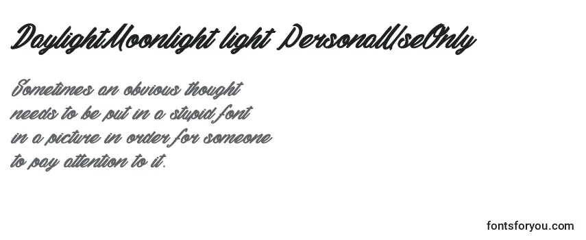 DaylightMoonlight light PersonalUseOnly -fontin tarkastelu