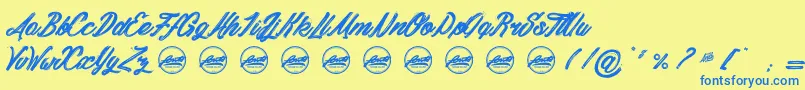 En savoir plus sur la police DaylightMoonlight PersonalUseOnly Police DaylightMoonlight PersonalUseOnly – polices bleues sur fond jaune