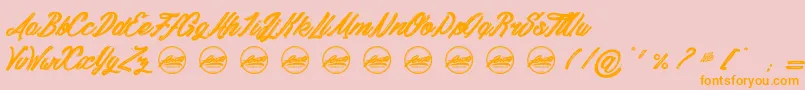 DaylightMoonlight PersonalUseOnly-Schriftart – Orangefarbene Schriften auf rosa Hintergrund