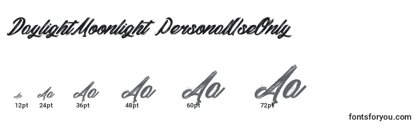 DaylightMoonlight PersonalUseOnly Font Sizes
