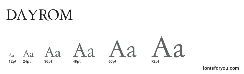 Размеры шрифта DAYROM   (124584)