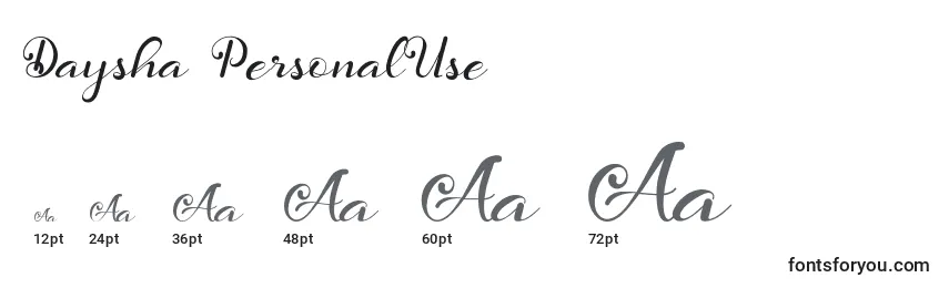 Размеры шрифта Daysha PersonalUse