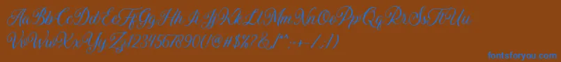 フォントDaytonia Free – 茶色の背景に青い文字