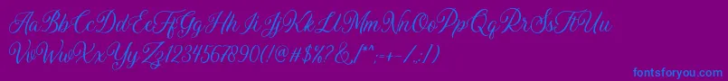 フォントDaytonia Free – 紫色の背景に青い文字