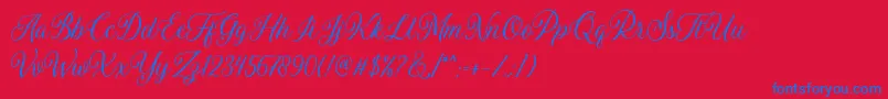 フォントDaytonia Free – 赤い背景に青い文字